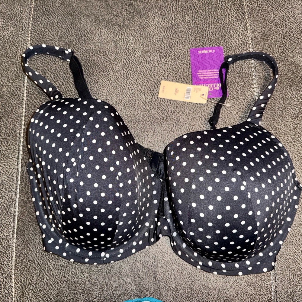 NWT Lane Bryant Cacique Wired Polka Dot Black Bra - READ Description